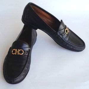 Salvatore Ferragamo Gancini Horse Bit Black Leather Loafers size 11